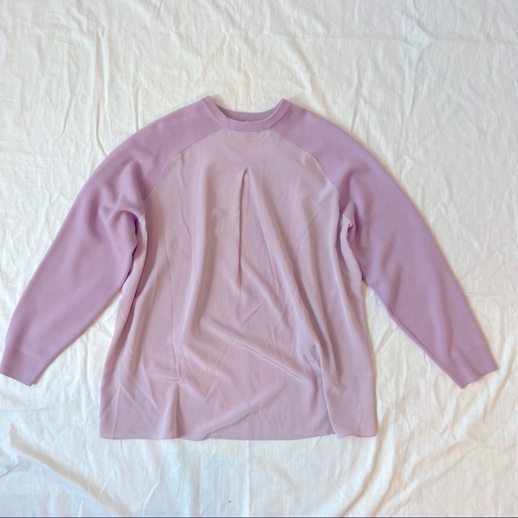 TIBI Silk Back Merino Wool Sweater In lilac - Picture 5 of 11